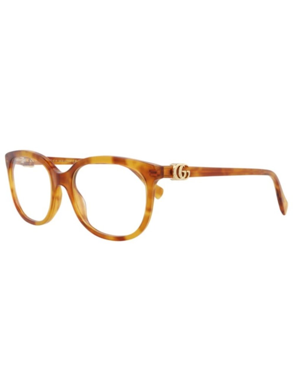 New Gucci Women's Eyeglasses Square Rectangle Acetate Frame Havana Havana